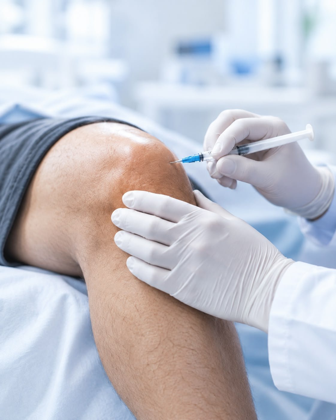 Aplicación médica de una infiltración de rodilla